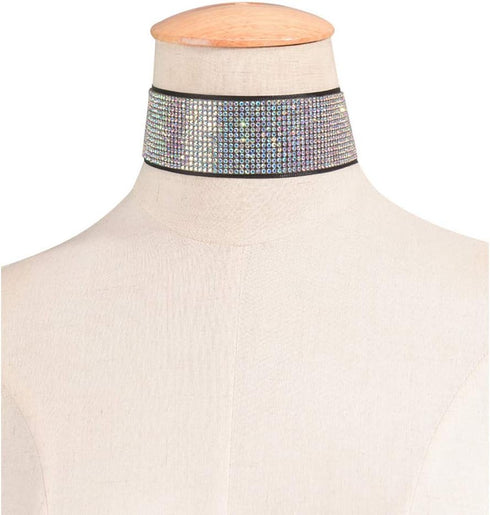 Shining Crystal Rhinestone Choker Necklace Pendant Statement Necklaces Wide Collar Necklaces for Women Nightclub Party Jewelry (Color1)...