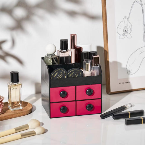 KAFUN 1pcs Desktop Storage Organization for Office Supplies,Desk Organizer with 4 Drawers,Makeup Organizer Countertop,Bathroom Makeup Organizer, C...