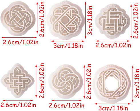 6 Pcs Chinese Style Polymer Clay Cutters,Retro Boho Flower Texture Polymer Clay Earrings Polymer Clay Molds Vintage Geometry Line Clay Earring Cut...