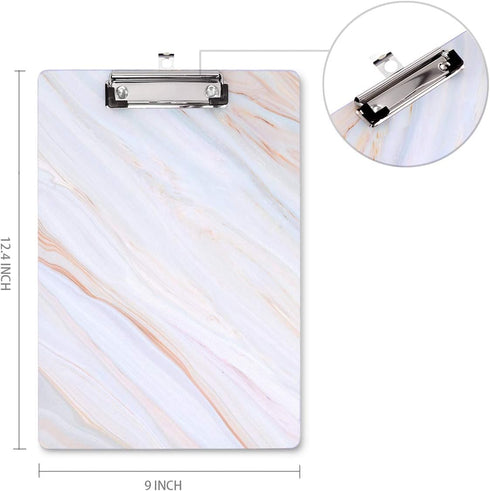 WAVEYU Marble Hardboard Office Clipboard, Decorative Clipboard with Low Profile Clip Chic Designed for Students Classroom School and Office Use, W...