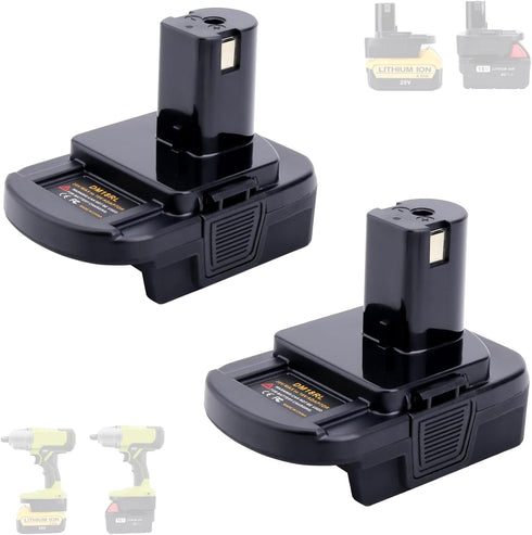 2 Packs Battery Adapter Compatible with Ryobi 18V ONE+ Tools, Convert Compatible with Dewalt 20v & Compatible with Milwaukee M18 18v Lithium Batte...