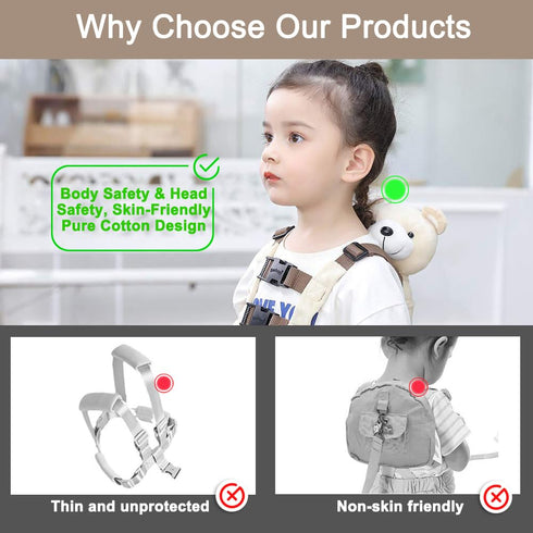 New Berhapy 3 in 1 Bear Toddler Safety Harness Backpack, Children's Walking Leash Strap for Boys and Girls (super soft bear)...