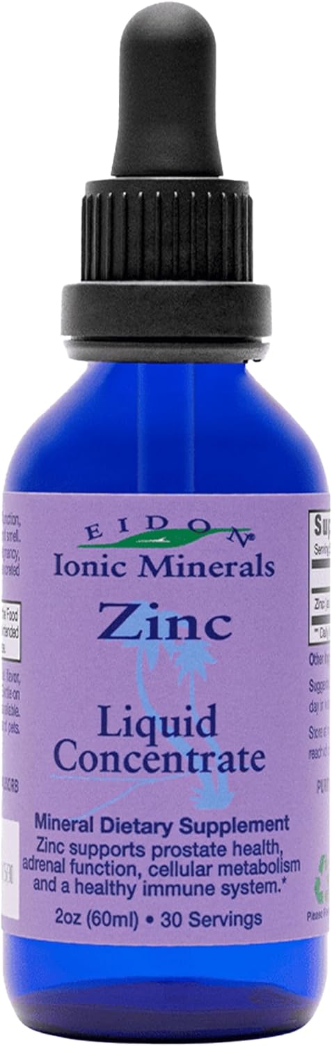 Eidon Ionic Minerals Liquid Zinc Concentrate - Ionic Zinc Supplement Drops for Adults and Kids, Support Immune System, Hair and Skin, Liver and Ki...