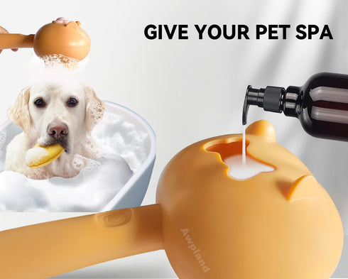 Dog & Cat Brush, Soft Dog Shampoo Dispenser Brush Dog Shower Brush for Bathing, Deep Cleaning Cat Grooming Supplies for Short and Long Hair Dogs a...