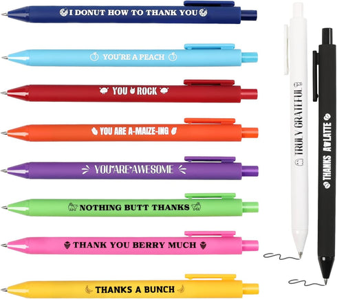 20 Pieces Funny Pens Thank You Pens Motivational Quotes with Multi Candy Colors Soft Touch Novelty Office School Supplies Ideal Gift for Family Co...