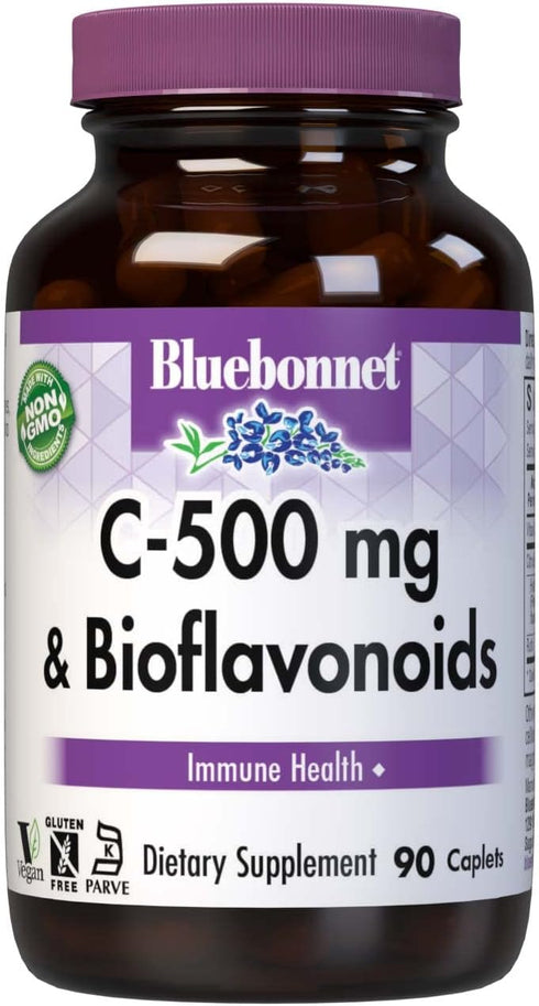 BlueBonnet Vitamin C 500 mg Plus Bioflavonoids Caplets, 90 Count (743715005228)...