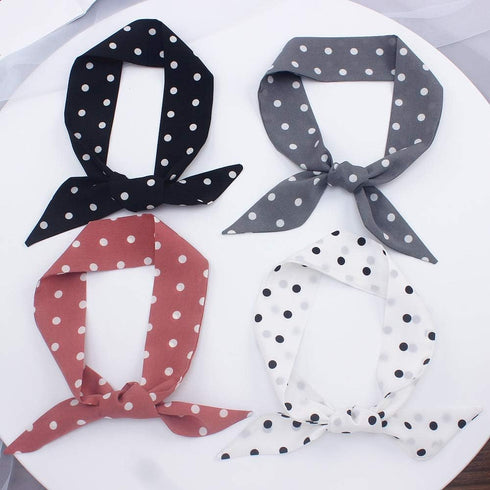 6Pcs Creative Small Dot Pattern Bag Handbag Handle Ribbon Scarf Hair Head Band Neck Scarf Neckerchief Scarf Fashion Gifts...