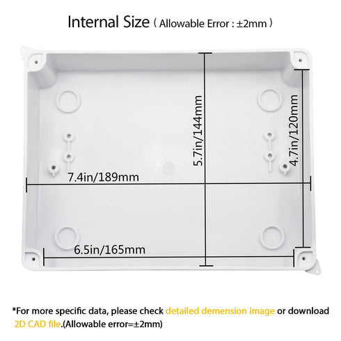 LeMotech Junction Box with Reserved Holes ABS Plastic Electrical Box IP65 Waterproof Dustproof Project Enclosure for Electronics White 7.9 x 6.1 x...