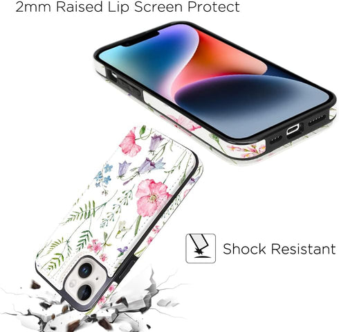 uCOLOR Flip Leather Wallet Case Card Holder Compatible with iPhone 13 6.1 iPhone 14 6.1 Women and Girls with Card Holder Kickstand (Pink Flowers)....