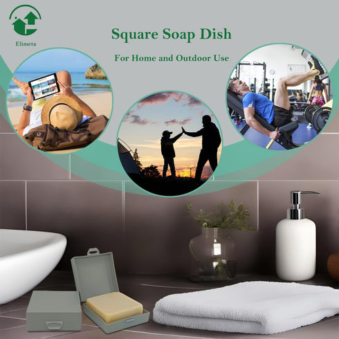 Soap Holder 2 Pack, Shower Bar Case Fit Dr Squatch Soap, Waterproof Travel Soap Container with Lid, Square Bathroom Soap Dish Box for Camping, Gym...