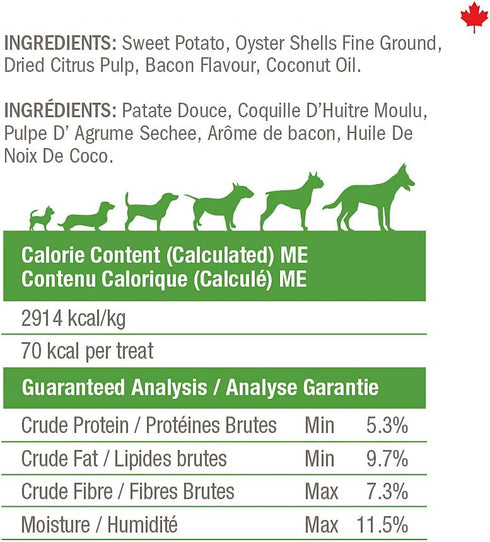 Crumps' Naturals Bacon Dental Dog Treats (10 count), 7"...