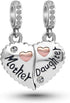 Mother Daughter Son Sisters Best Friends Bestie Rose Gold Heart Puzzle Dangle Birthday Charms Compatible with Pandora Bracelet...