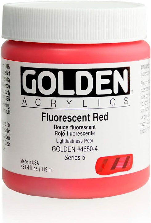 Golden Artist Acrylic, 4 ounce jar, Fluorescent Red (4650-4)......