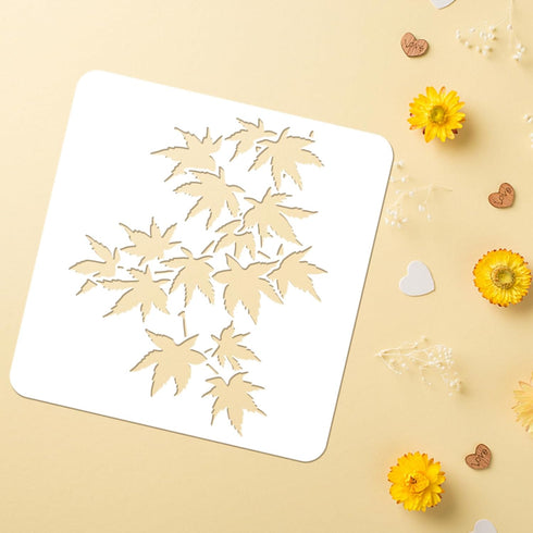 FINGERINSPIRE Maple Leaf Stencil for Painting 11.8x11.8inch Leaf Pattern Drawing Template Maple Leaf Branch Painting Stencil Plastic Foliage Hollo...