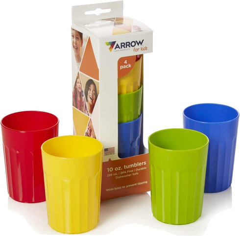 Arrow Home Products Tumblers, 10 oz, 4 Pack, Assorted...