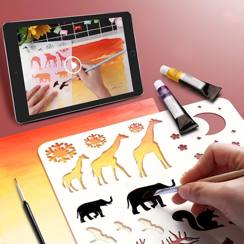 5Pcs Reusable Hollow Painting Silhouette Stencils Drawing Template Stencils Fast Draw Stencil Art Templates DIY Drawing Template Graffiti Stencils...