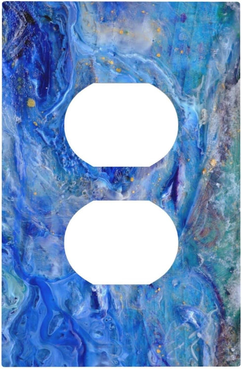 Teal Green Marble 1 Gang Outlet Covers Duplex Receptacle Wall Plate Decorative Electrical Faceplate Lightswitches for Bathroom Home Living Room Be...