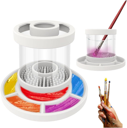 Brush Rinse,Paint Brush Cleaner,Rinse Cup,Silicone Cleaning Cup for Acrylic, Watercolor, and Water-Based Mediums,Beige...