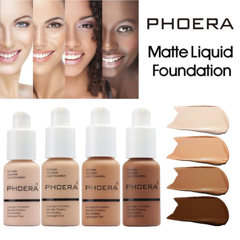 2 Pack PHOERA Foundation, Flawless Soft Matte 24HR Oil Control Full Coverage Foundation Makeup for Women.102 Nude-30m...