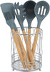 Large Round Kitchen Utensil Holder for Countertop, 7" H x 5.5" W Metal Utensil Crocks Organizer Storage Caddy, Kitchen Cooking Tool Spatula Spoon ...