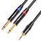 tisino 1/8 to 1/4 Stereo Cable, 1/8 Inch TRS Stereo to Dual 1/4 inch TS Mono Y-Splitter Cable 3.5mm Aux Mini Jack to Jack Breakout Cord for Smartp...