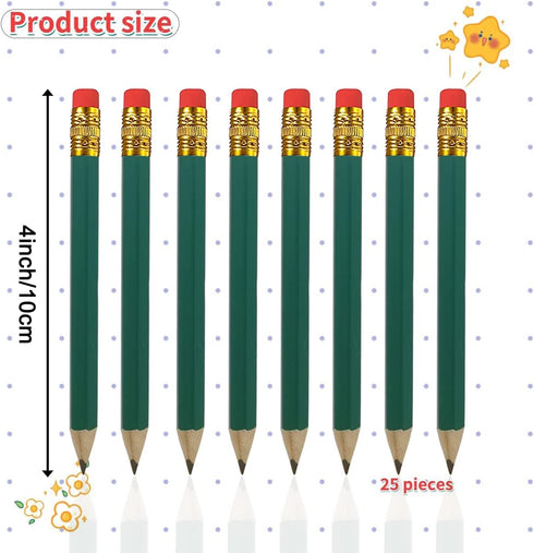 25pcs Golf Pencils with eraser Hexagon Wooden Pencils Graphite 2B for Golf Event Scoring,Classroom,Wedding,Company Meetings,Pew, Pocket (Green)...