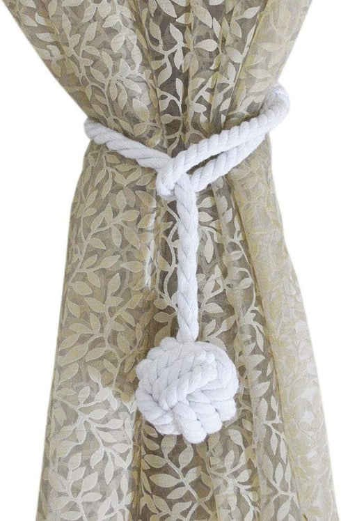 Melaluxe 2 Pack Curtain Tiebacks - Heavy Duty Curtain Rope Tieback, Handmade Rural Decorative Curtain Holdbacks (White)...