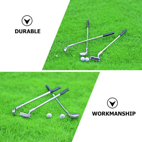 jojofuny 1 Set of Dollhouse Golfing Club, Miniature Golf Club Balls Set, Miniature Golf Clubs, Mini Golf Club Model Toys, for 1:12 Scale Dollhouse...