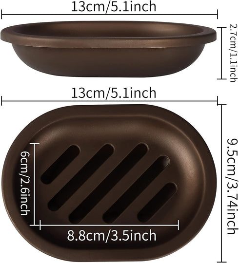 Topsky 2 Pcs Soap Dish for Shower, Double Layer Draining Soap Box with Drip Tray, Plastic - Bronze...