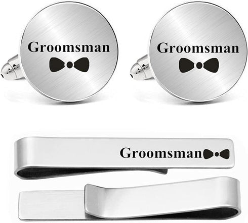 Custom Personalized Cufflinks & Tie Clip Set Wedding Jewelry Cufflinks Engraved Gifts For Men...