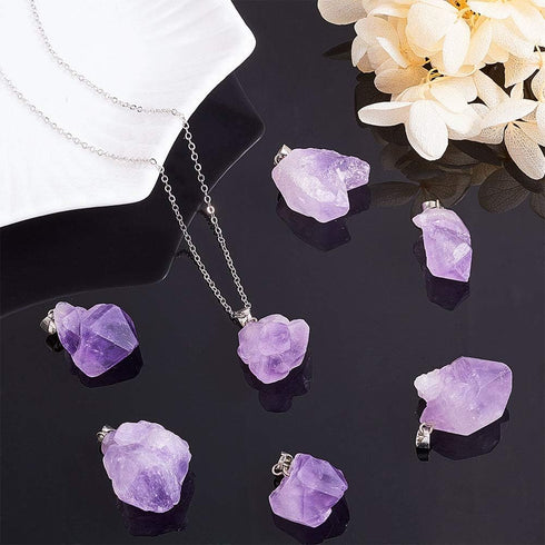 DanLingJewelry 30pcs Natural Amethyst Healing Point Chakra Reiki Nuggets Pendants for Necklace Earrings Bracelet Jewelry Making 12-20x20-26mm...