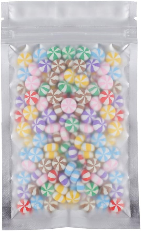 100pcs Frosted Clear Window Flat Colored Metallic Foil Resealable Zipper Seal Bags (Black, Flat | 3oz)...