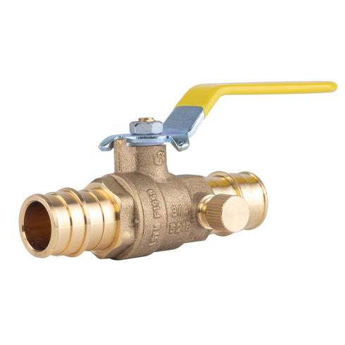 Hausen 3/4-inch PEX Standard Port Brass Ball Valve with Drain, 1-Pack...
