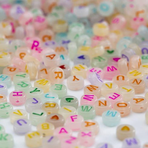 500PCS Acrylic Letter Beads Glow in The Dark for Jewelry Making Alphabet Beads for Bracelets Kit Letters Beads for Necklace Making (color letter l...