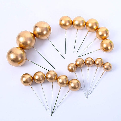 Mini Balloon Cake Toppers Round Gold Ball Cupcake Toppers Cake Decorations for Birthday Wedding Anniversary Valentines Party Cake Decoration Suppl...