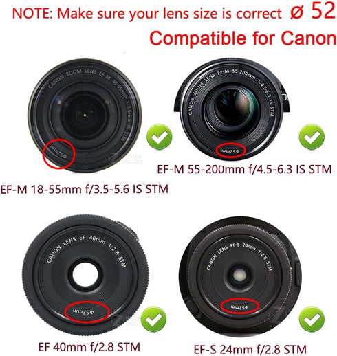 D5200 Lens Cap (52MM) for Nikon D5500 D5200 D3200 w/ NIKKOR AF-S 18-55mm Lens, for Canon EF-M 18-55mm 55-200mm Lens (2 Pack)...
