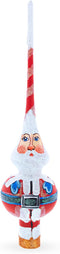 Santa in Red & White Suit Glass Christmas Tree Topper 11 Inches...