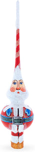 Santa in Red & White Suit Glass Christmas Tree Topper 11 Inches...