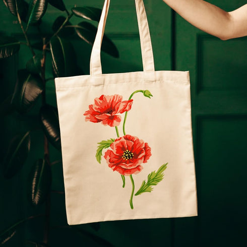 FINGERINSPIRE Layered Poppy Flower Painting Stencil 11.8x11.8 inch Reusable Poppy Wildflower Drawing Template DIY Craft Plant Floral Decoration St...