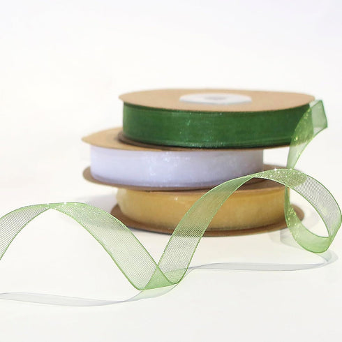 3 Rolls Green and Gold Ribbon for Gifts Wrapping 3/8" x 150 Yard Ribbon for Flower Bouquet 50Yard Per Roll Sheer Ribbon for Baby Shower Decoration...