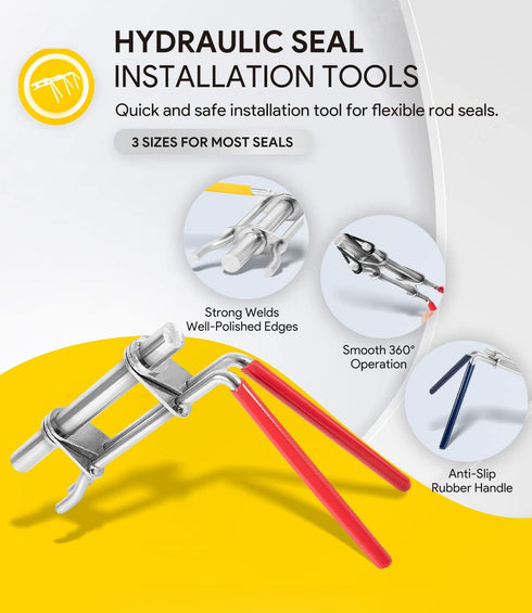 3 Pack Hydraulic Seal Installation Tools, Hydraulic Cylinder Piston Repair Seal Kit, U-Cup Rod Seal Installation Tool Kits Upgraded Seal Twistor I...