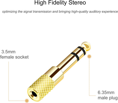 [Updated Version 5-Pack Stereo Audio Adapter 6.35mm (1/4 inch) Male to 3.5mm (1/8 inch) Female Headphone Jack...