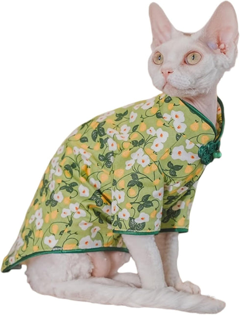 Traditional Culture Sphynx Hairless Cat Cotton T-Shirts Cat Clothes Pet Sweater Cat Vest Pet Clothes Kitten Shirts Cats & Small Dogs Apparel (Whit...