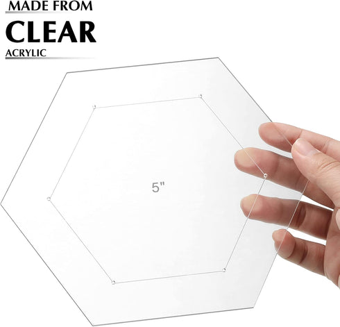 Weewooday 6 Pieces Hexagon Quilting Templates 1 Inch, 1.5 Inch, 2 Inch, 3 Inch, 4 Inch, 5 Inch with 1/4 Inch Seam Allowance, Acrylic Quilting Temp...
