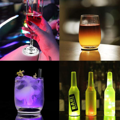 12Pcs LED Coaster, LED Sticker Lights, LED Bottle Lights Cup Holder Lights for Wine Liquor Bottle, Bottle Sparklers for Champagne, Party, Bar, Col...