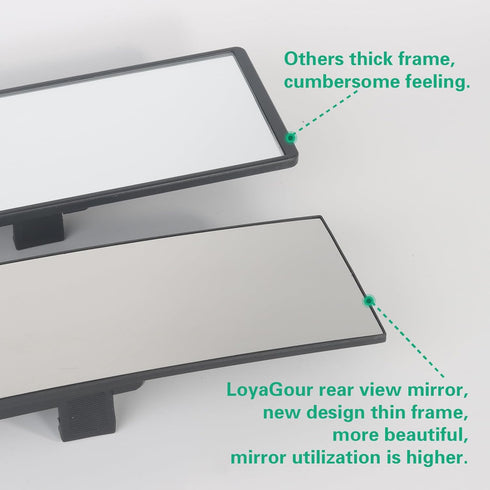 Rear View Mirror for Car,11.8" Convex Panoramic Wide Angel View Mirrors Extender,Chrome Tint Anti Glare,Universal Clip on Interior Rearview Mirror...