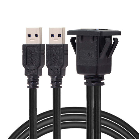 cablecc 1m Waterproof USB 3.0 Extension Latch Mount Car AUX Cable for Dashboard Panel (Dual USB 3.0)...