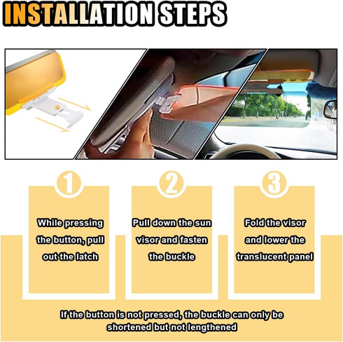 Day and Night Anti-Glare Polarized Car Sun Visor Extender, 2 in 1 Safety Driving Sunshade Mirror Car Anti-Dazzle Sun Blocker Protect from Glare/UV...