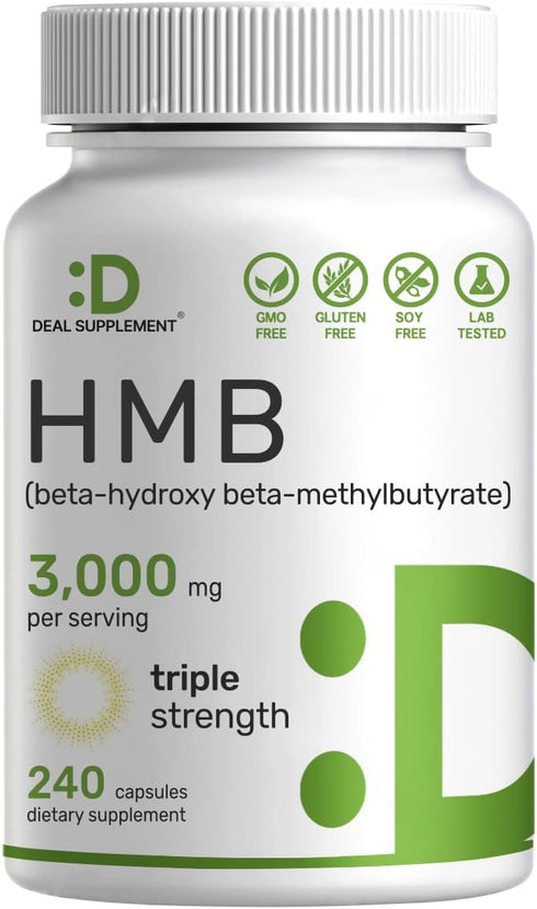 DEAL SUPPLEMENT Ultra Strength HMB Supplements 3,000mg Per Serving, 240 Capsules | Third Party Tested | Supports Muscle Growth, Retention & Lean M...