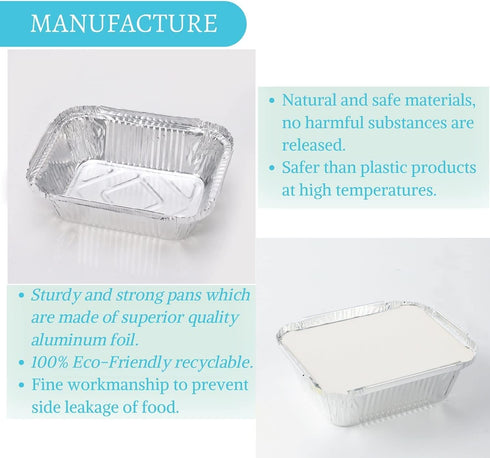 Small Aluminum Pans with Lids(40 Pack - 5"×4") 1 LB Capacity Tin Foil Pans Disposable - 40 Pans and 40 Cardboard Lids for Cooking Baking Party Mea...